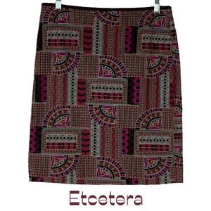 Anthropologie Etcetera Black Orange Embroidery Skirt Size 4